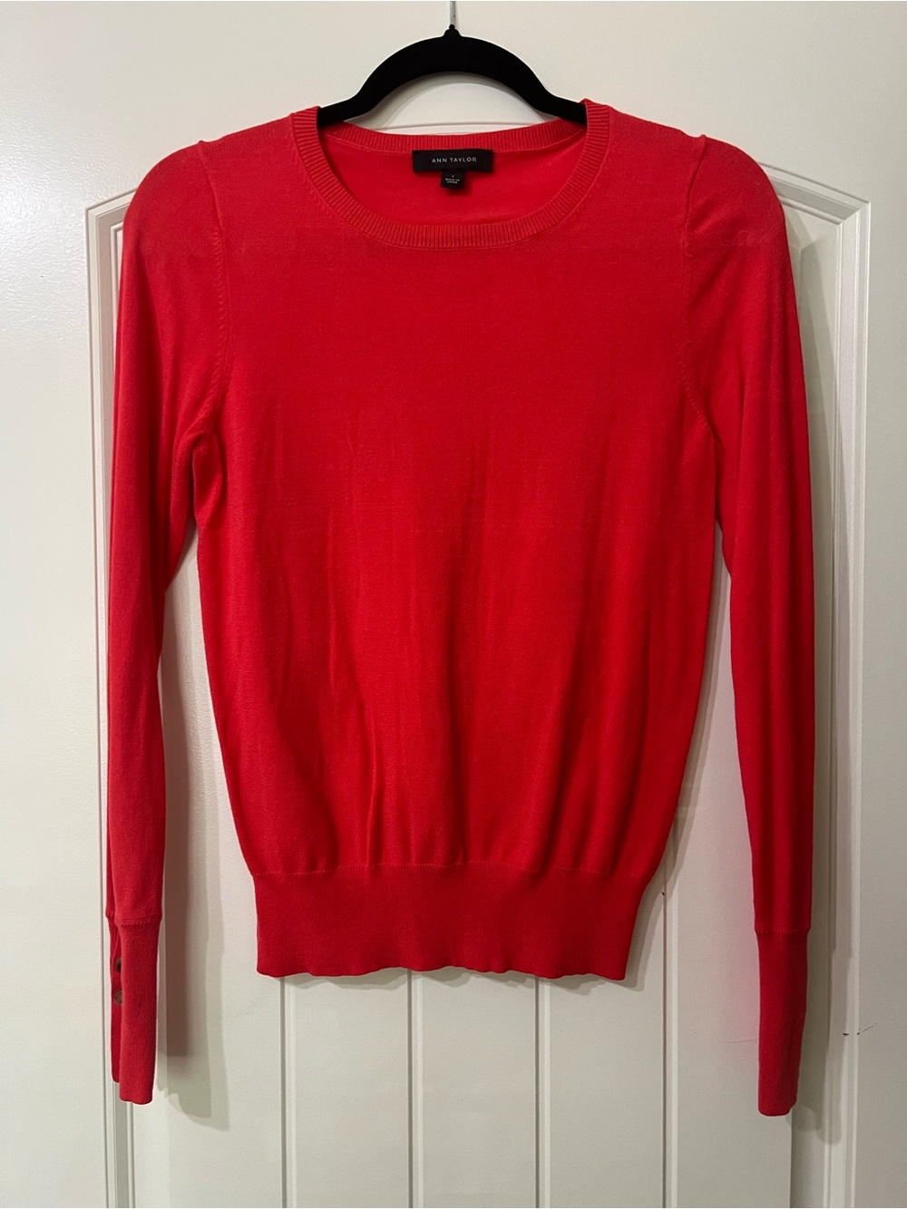 Ann Taylor Bright Red Slim Crewneck Sweater